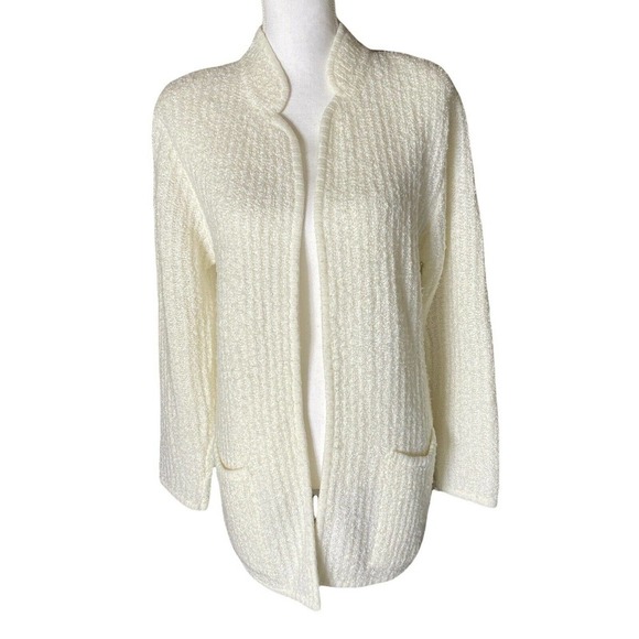 VTG Winks Lane Open Front Cardigan Sweater White sz 40 - Picture 1 of 8